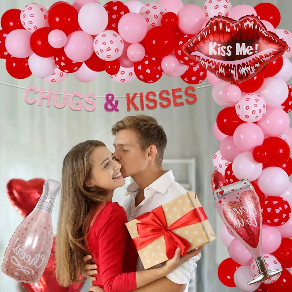Pink Red White Balloon Garland Decoration Q46304