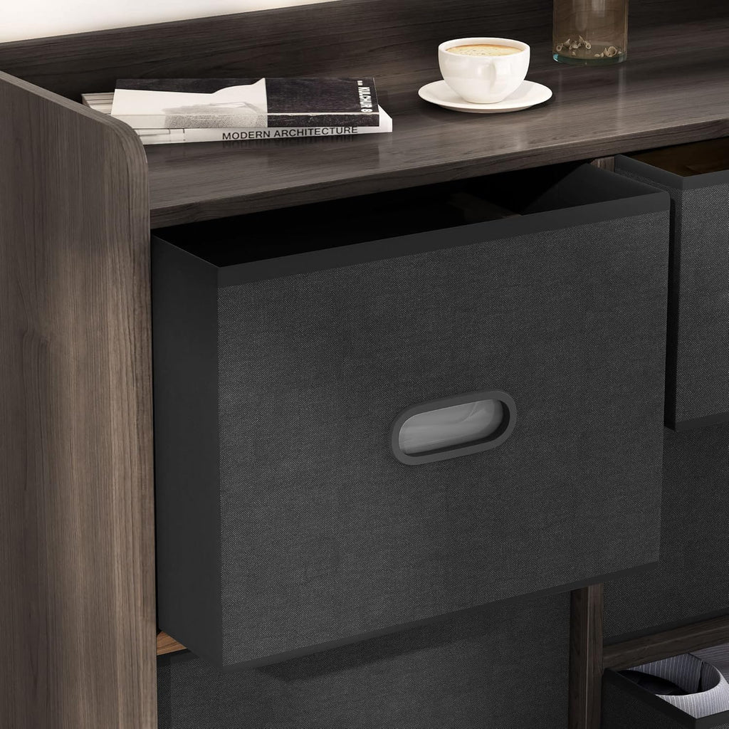 5 Drawers Wood Frame Storage Dresser with Removable Fabric Drawers Q723413