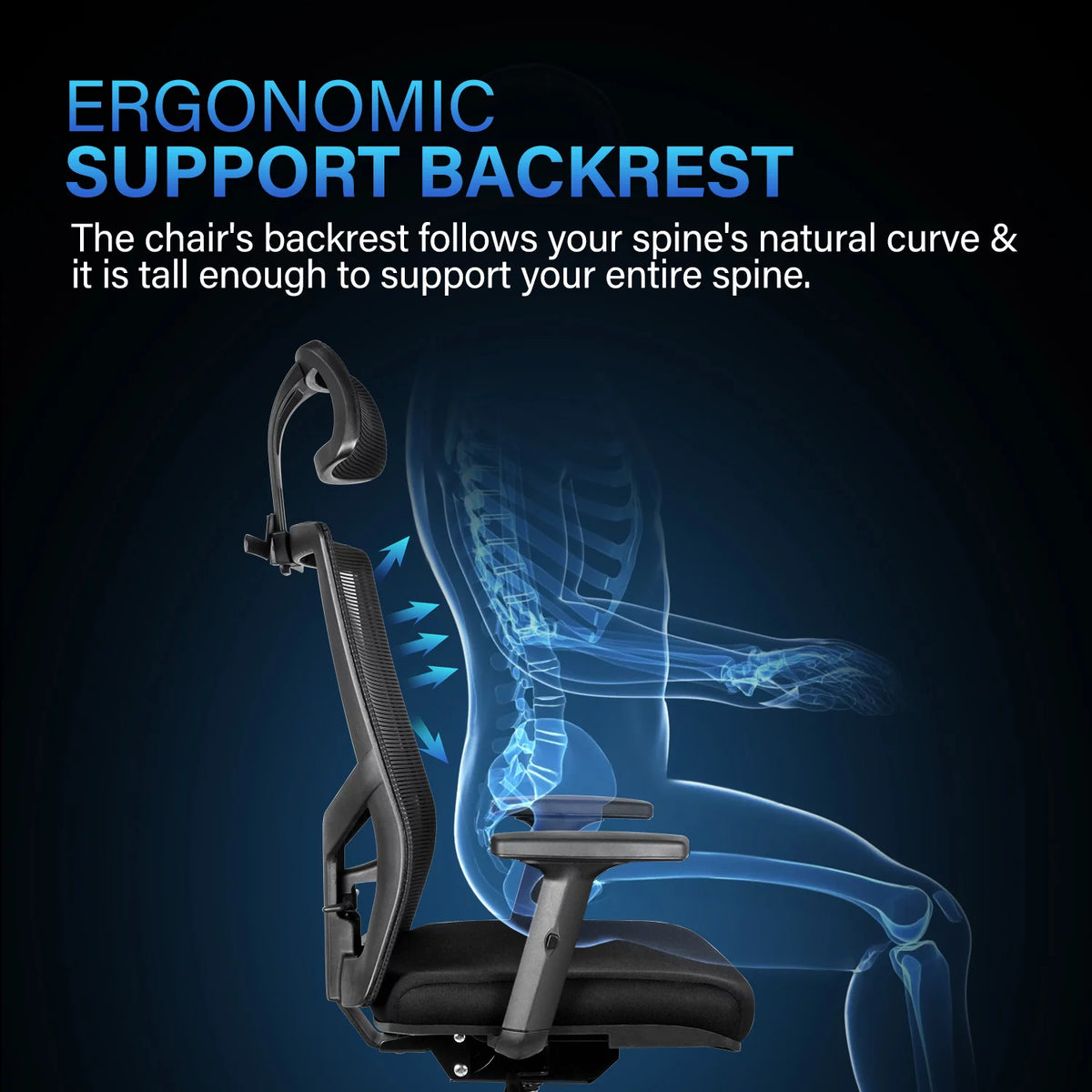 Black Ergonomic Mesh Office Chair with Wheels V7748