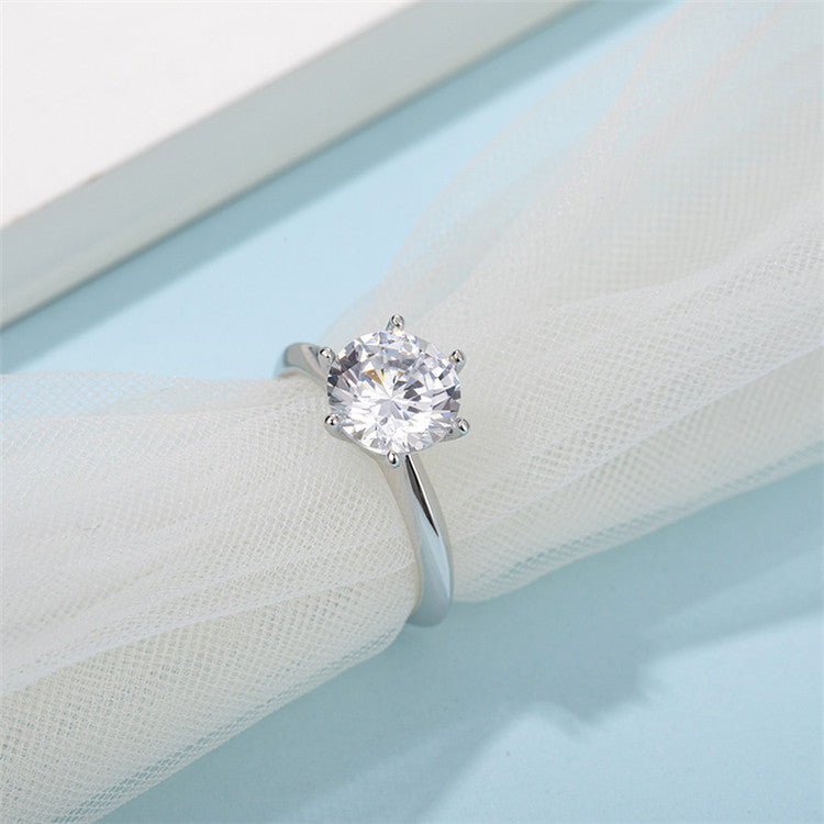 Platinum Plated Silver Solitaire Engagement Ring F561