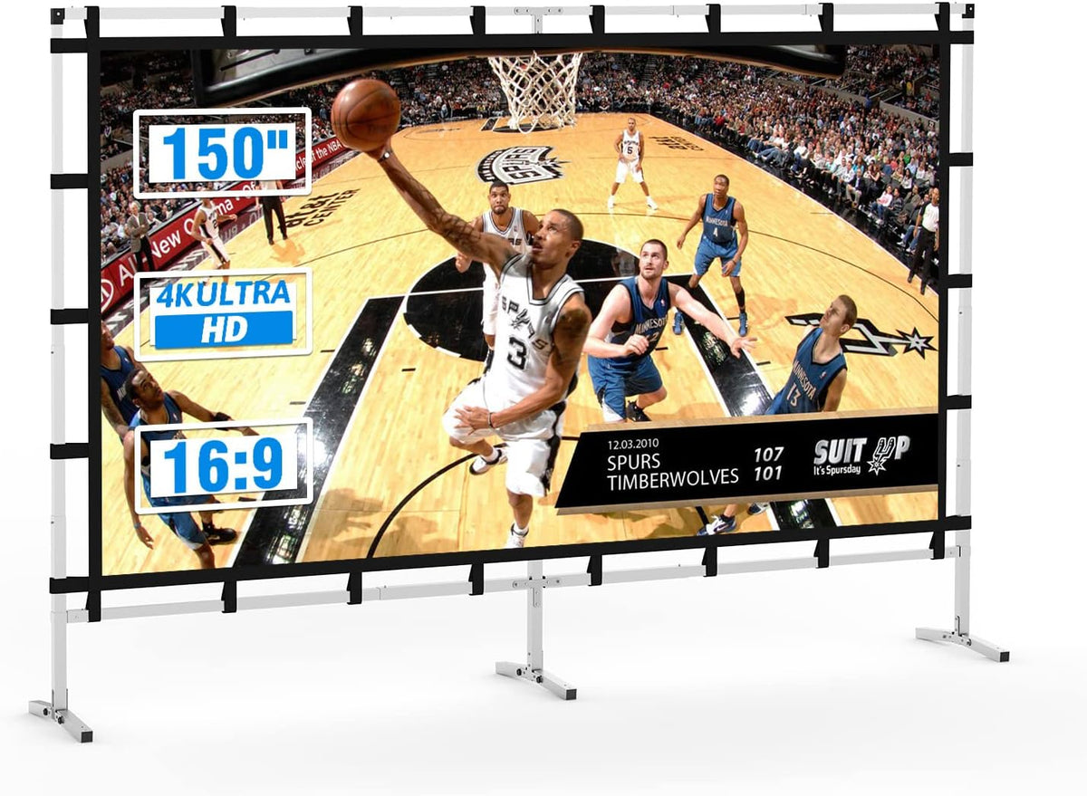 Outdoor Projector Screen with Stand, 120 Inch, Double Sided Projection Screen with Bag U71548