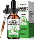 Soursop Graviola Liquid Drops 1500mg with Green Tea, Black Seed Oil, Turmeric, Natural-B Flavor 2 Fl Oz J460