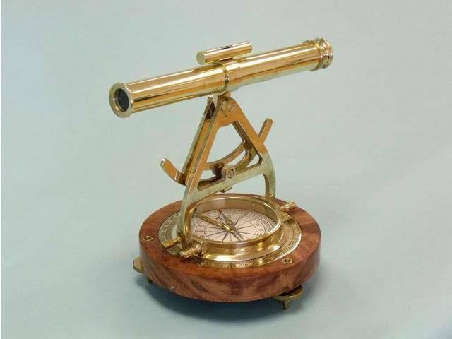 Solid Brass Alidade Compass 14 in. Telescopes Decorative Accent E937