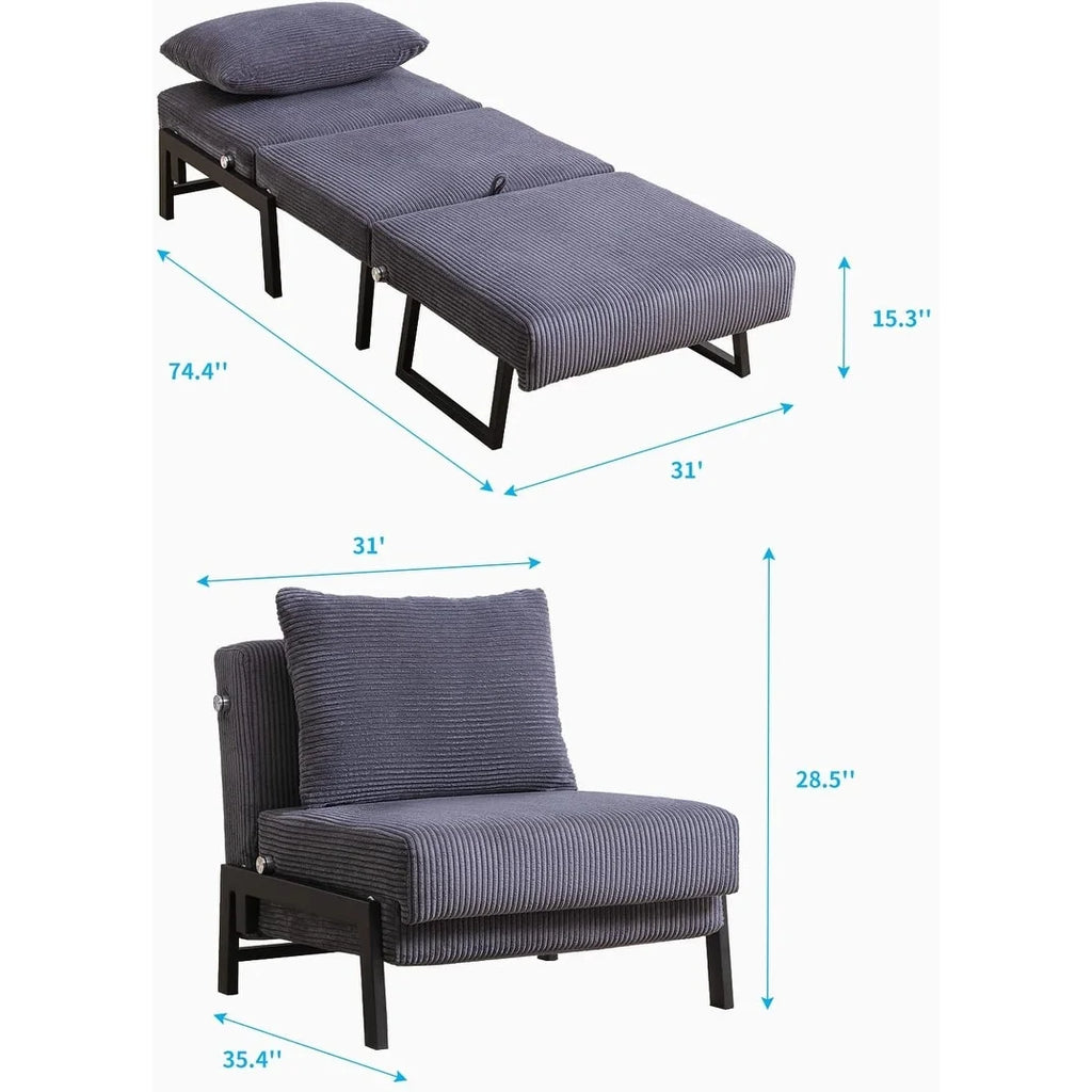 Foldable Sleeper Sofa Bed Dark Grey D13326