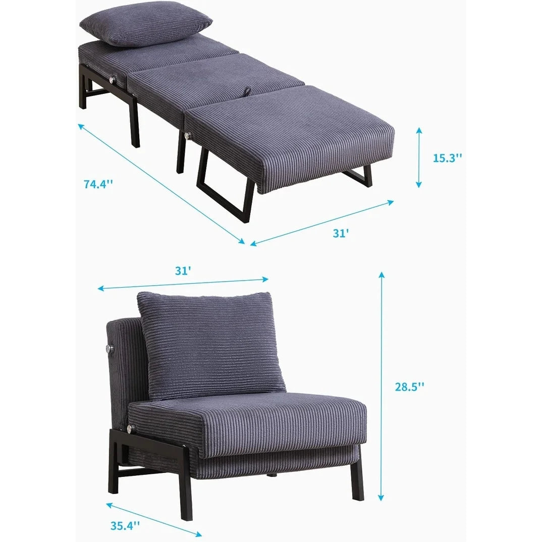 Foldable Sleeper Sofa Bed Dark Grey D13326