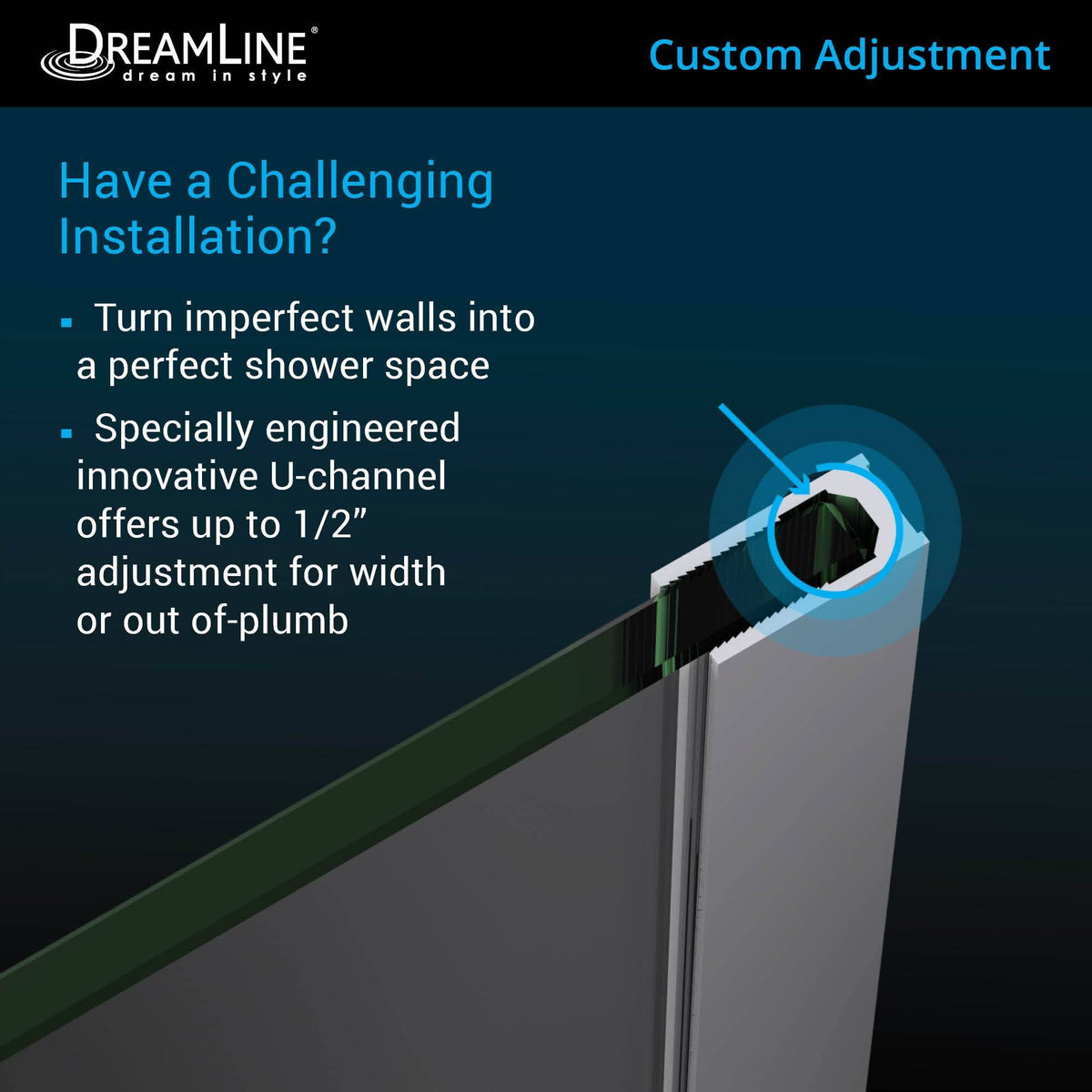 Brushed Nickel Hinged Shower Door J183003