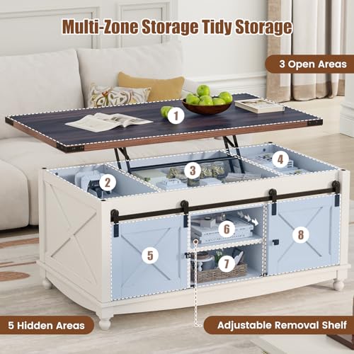 White Lift Top Coffee Table with Storage V3863