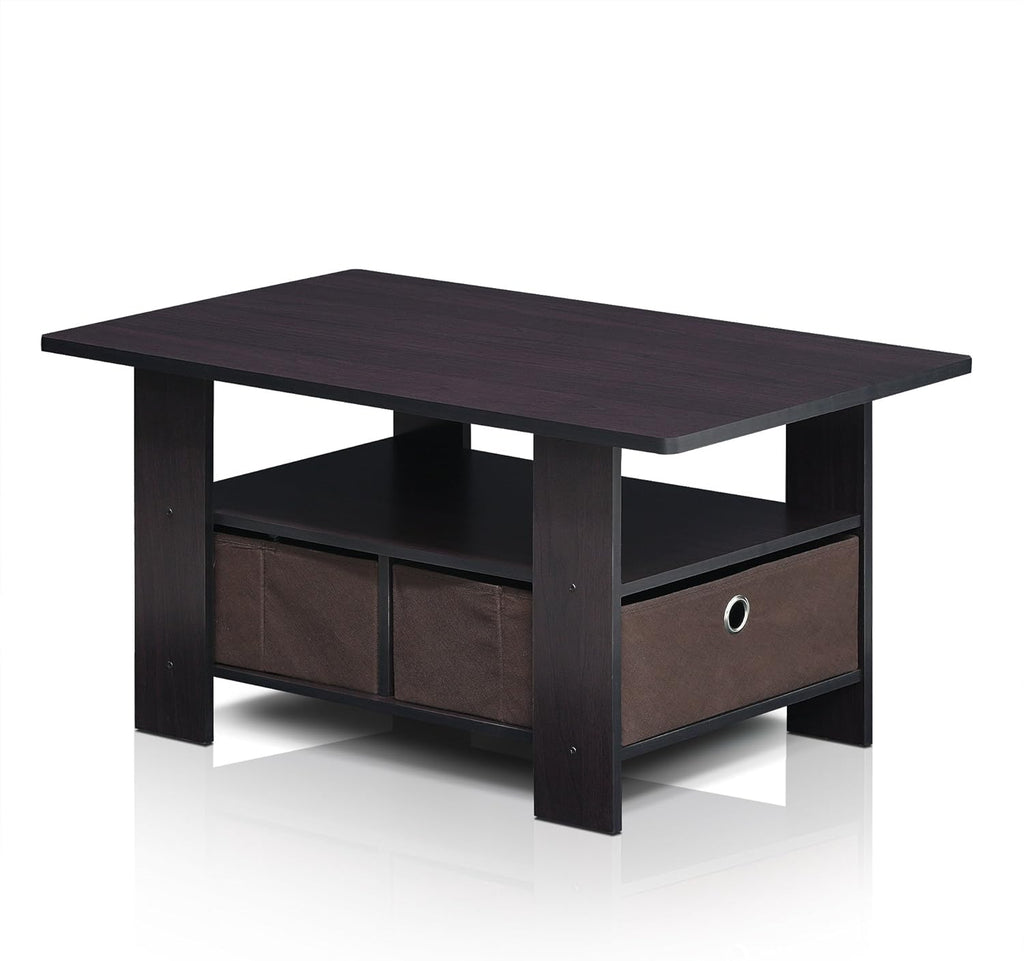 Americano Medium Brown Coffee Table and End Table with Bin Drawer N738