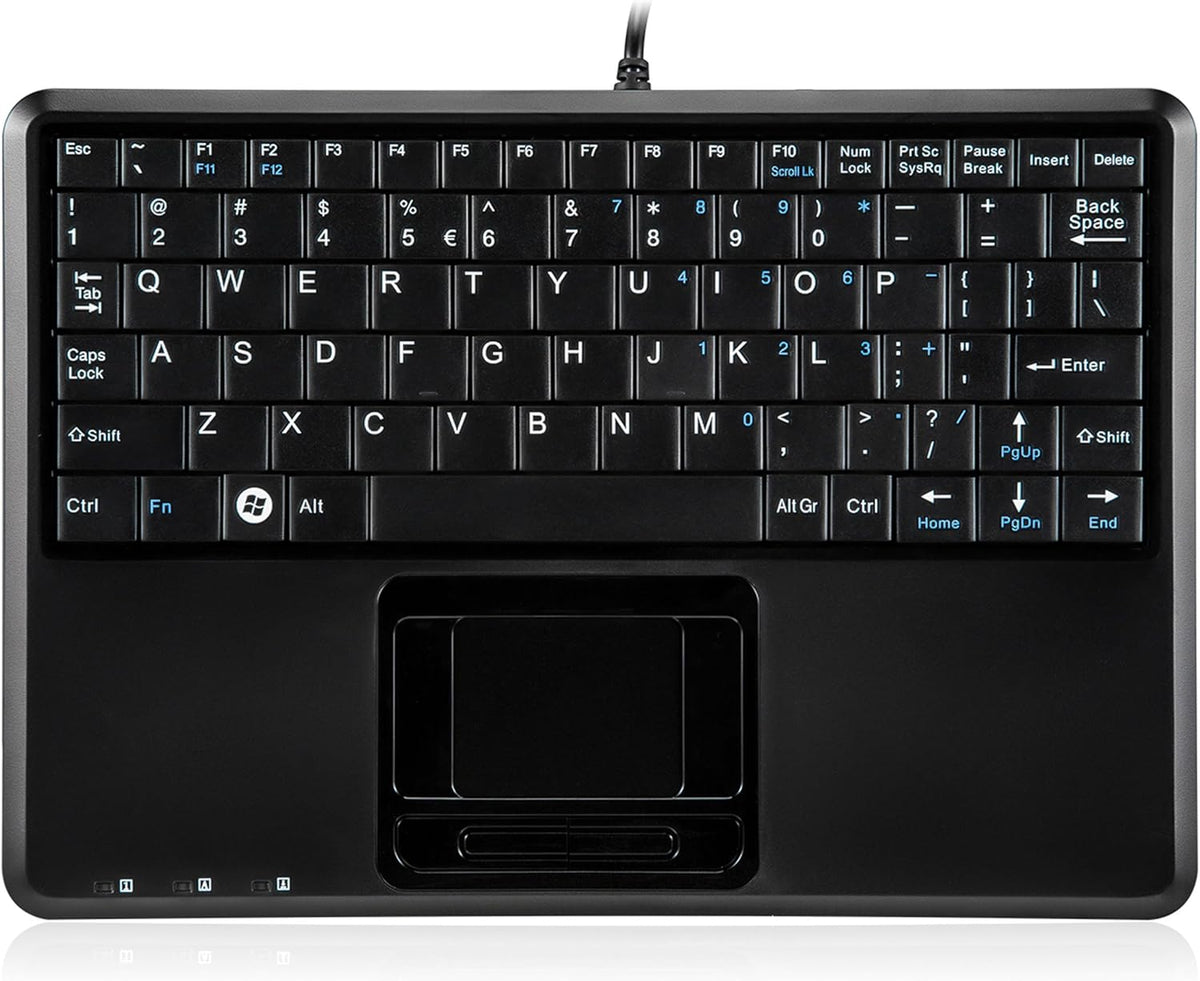 Wired Super Mini Trackball Keyboard with 2 Built-in Hubs, Black, Pack of 2 O7869