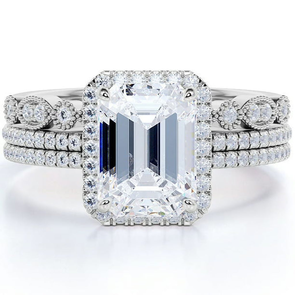 14K White Gold Trio Set Band Ring J1683