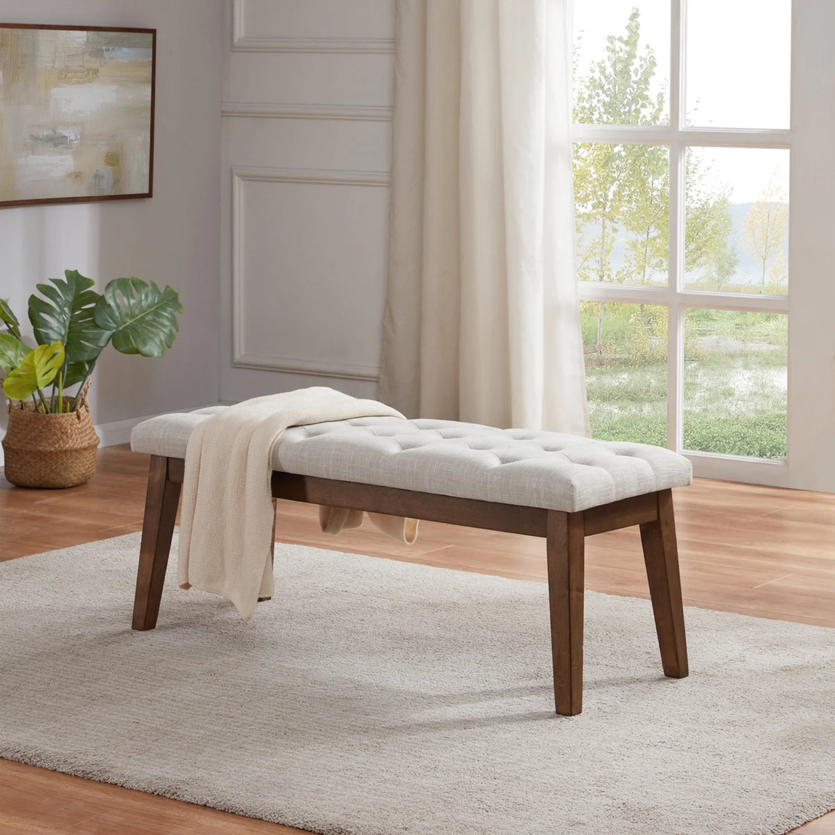 Beige Upholstered Bench O89728