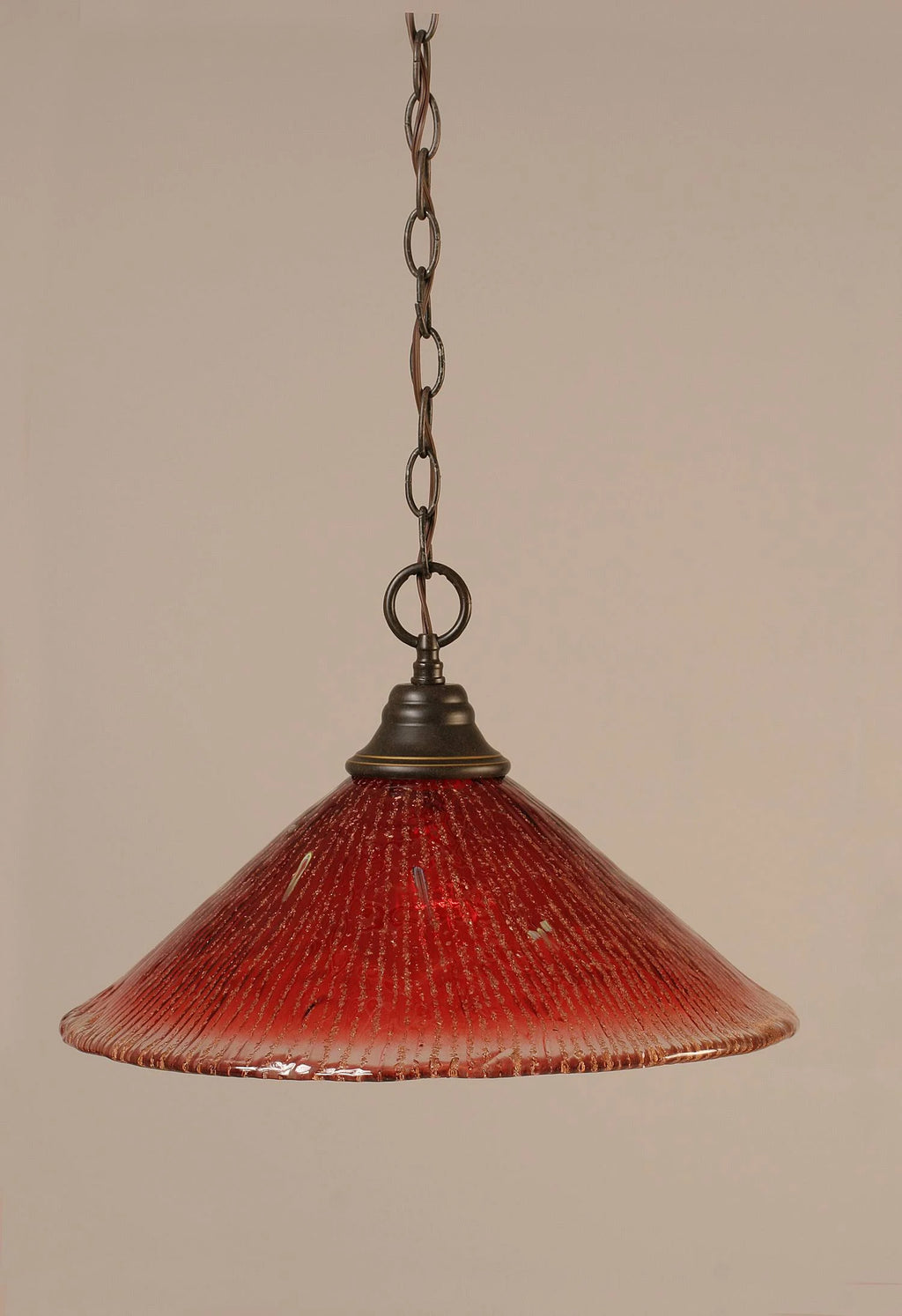 One Light Chain Pendant Dark Granite Raspberry Crystal Glass S7056