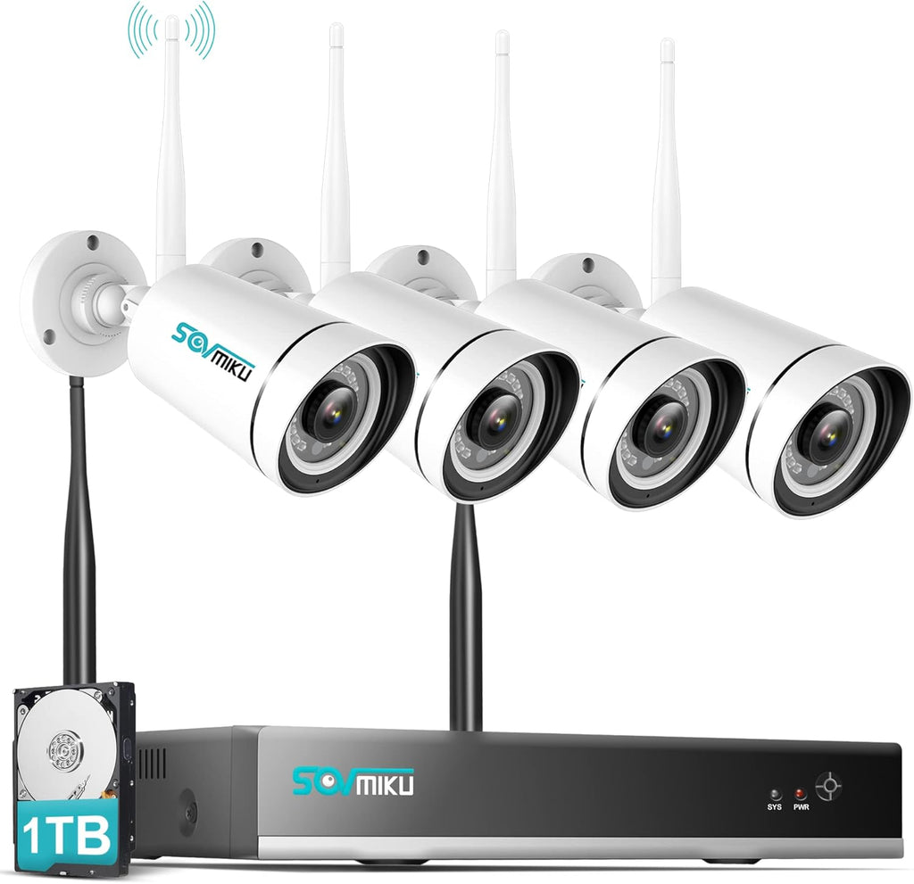 2K WiFi Security Camera System, 8 Channel NVR, Outdoor IP66 Waterproof, Night Vision D91373
