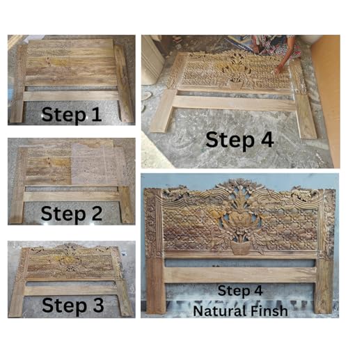 Queen Engineered Wood Headboard Black Gold Antique N5237