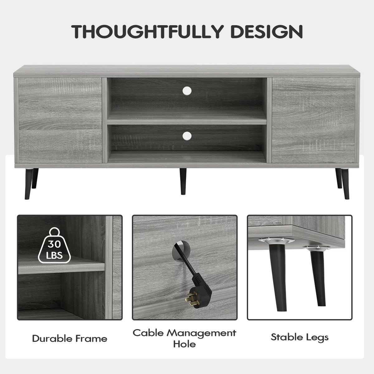 White Walnut 2-Door TV Stand H89187