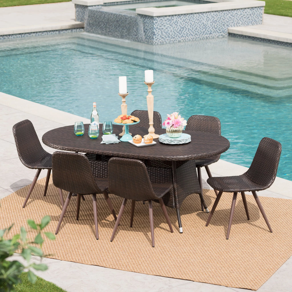 7 Piece Wicker Oval Dining Set B67624