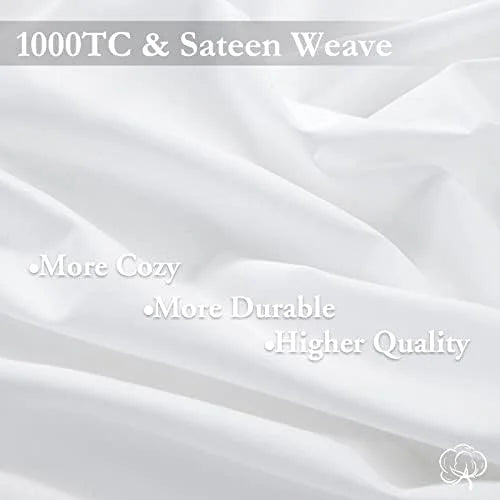 King Size 4 Piece Cotton Sheets Set, White G752