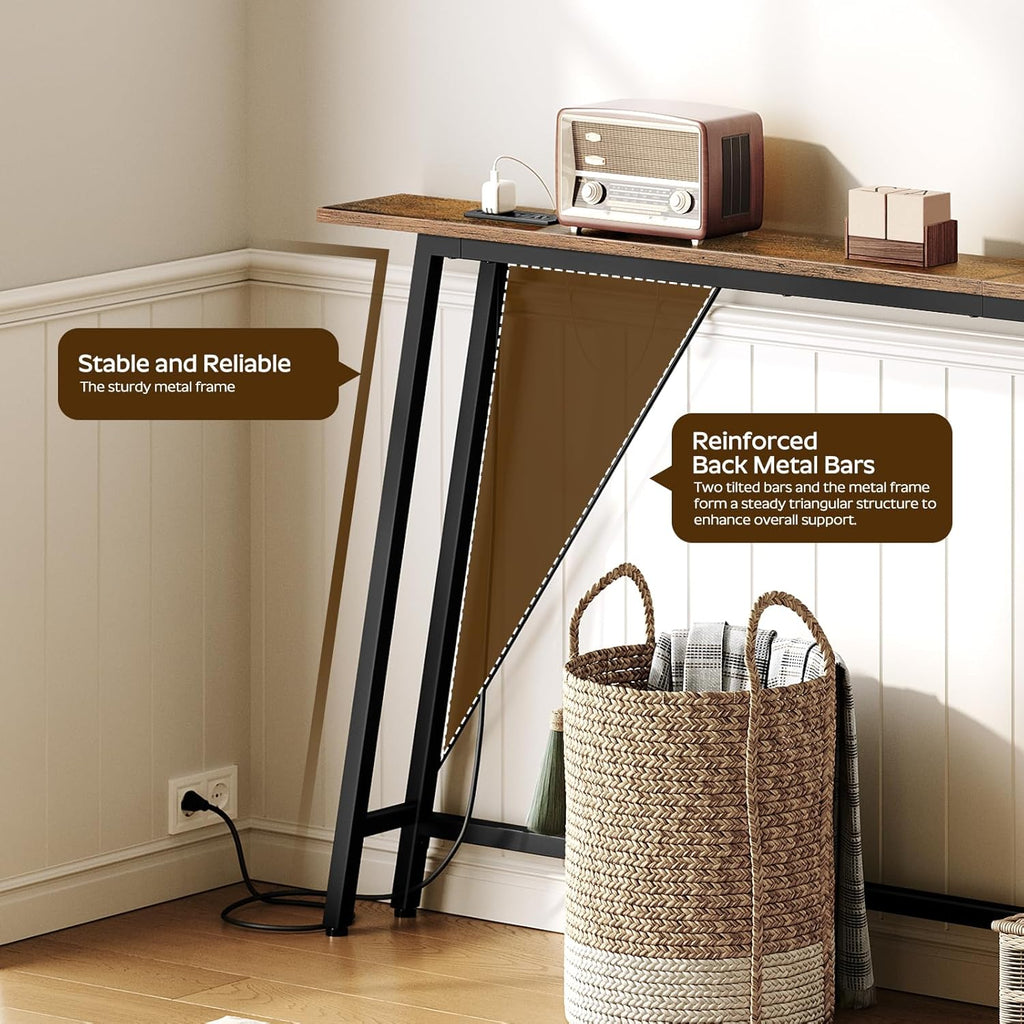 78.7" Console Table and 5.9" Skinny Console Table with Power Outlets Bundle R124042