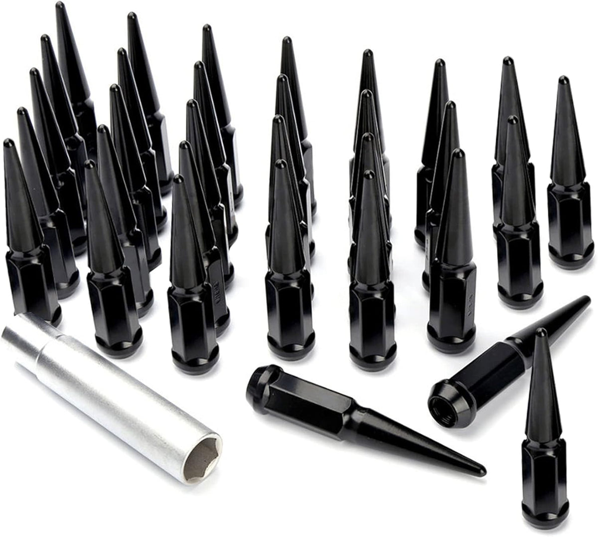 32 Spike Lug Nuts Black 1/2-20 Taper Q326