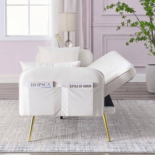 Black Linen Fabric Convertible Futon Sofa Bed with Adjustable Backrest and Metal Legs G732