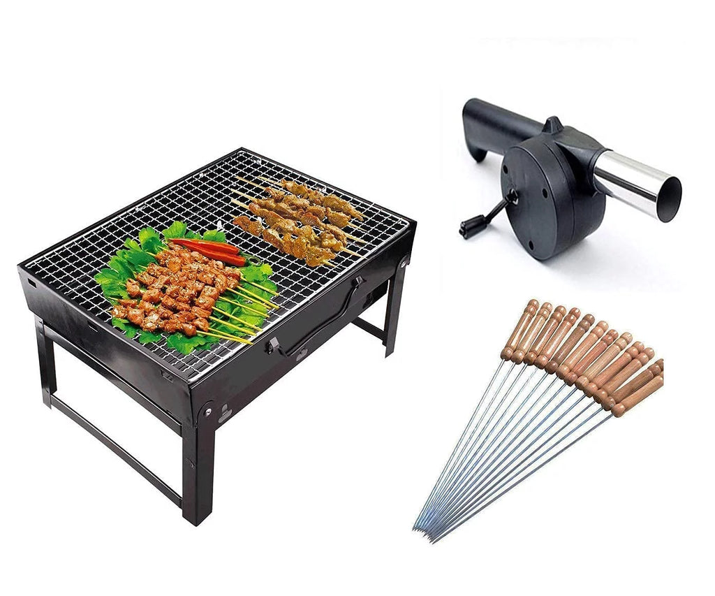 Folding Portable Charcoal BBQ Grill with 10 Pc Stainless Steel Sticks M6271