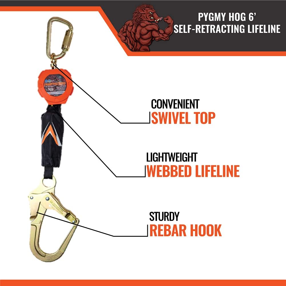 6' Web Self Retracting Lifeline with Rebar Hook O500