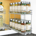 2 Tier Sliding Drawer Shelf Spice Rack Organizer, Brown L24526
