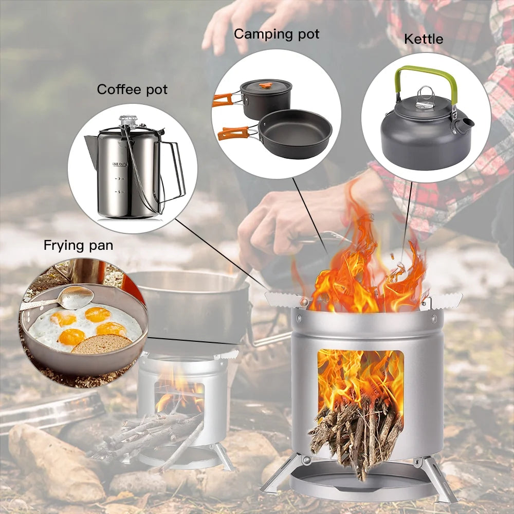 Titanium Camping Stove Ultralight Folding Wood Burning Stove C611964