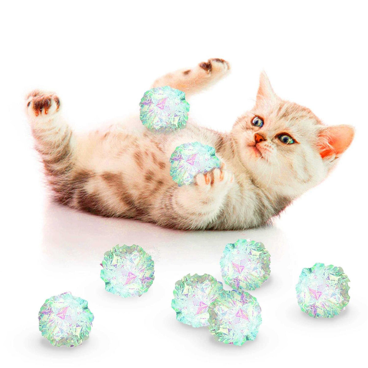Clear Mylar Cat & Ferret Crinkle Balls & Chase Toy M6625