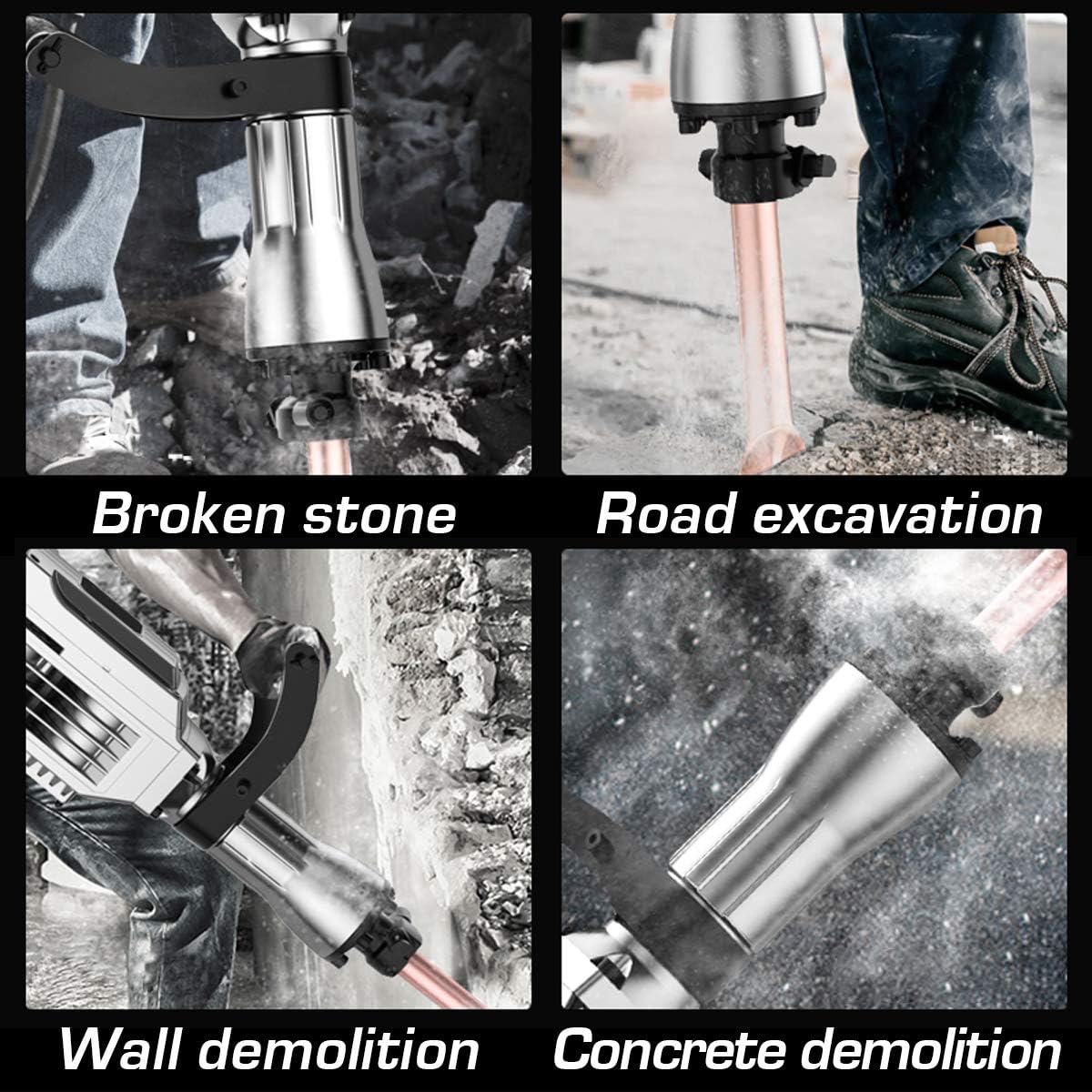 1700W 30-Pound SDS-Hex Jack Hammer with Carrying Case Flat Chisel Bull Point Chisel O754