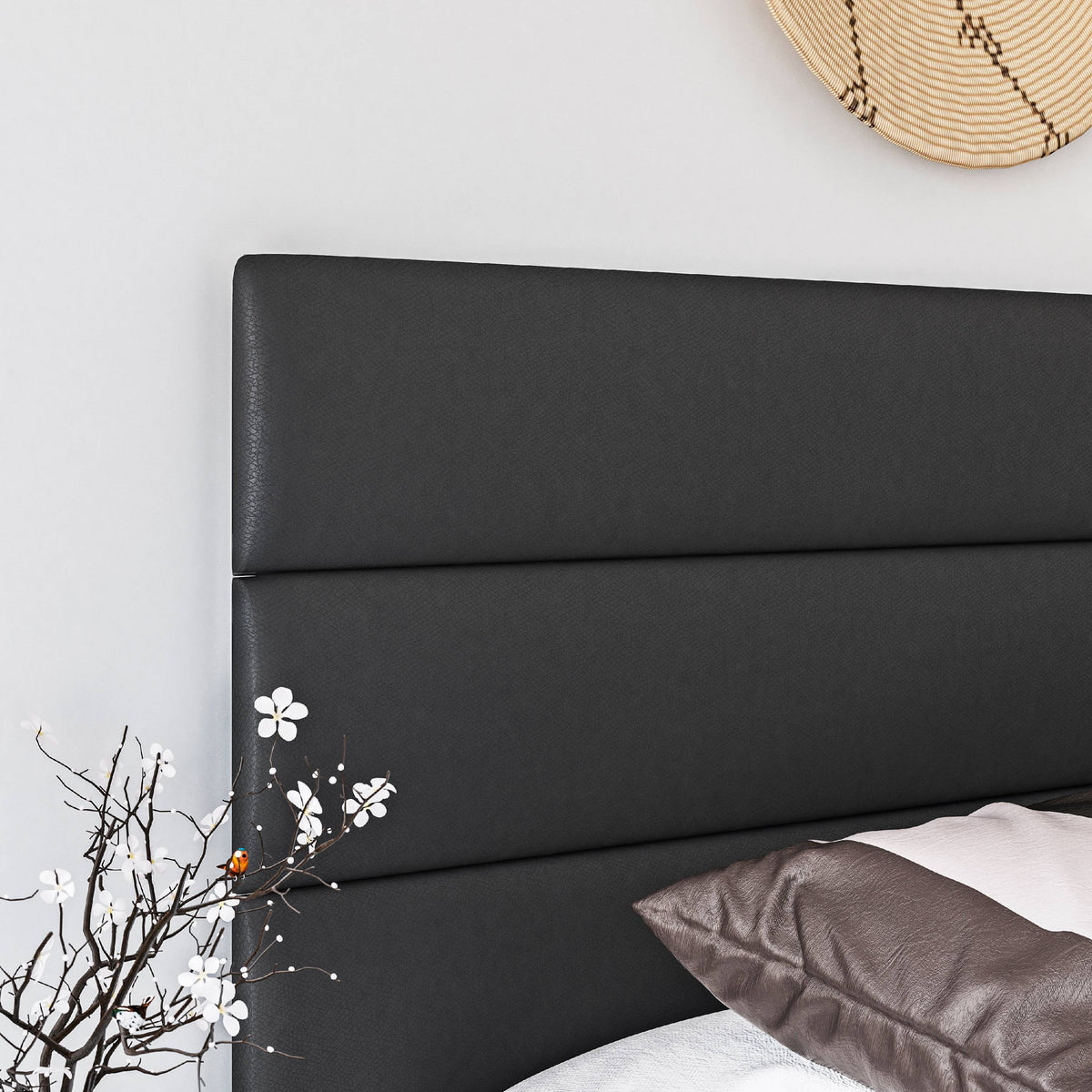 Black Faux Leather Twin Platform Bed Frame H8601