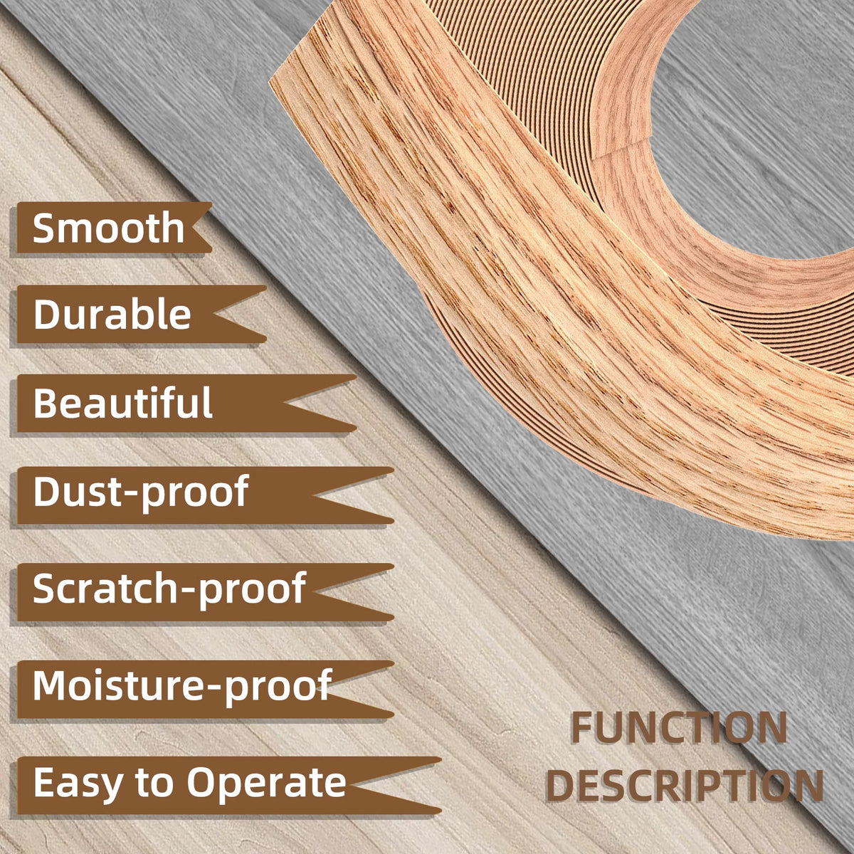 Red Oak Edge Banding, 3/4 inch x 250ft Pre-glued Flexible Real Wood Veneer X134942
