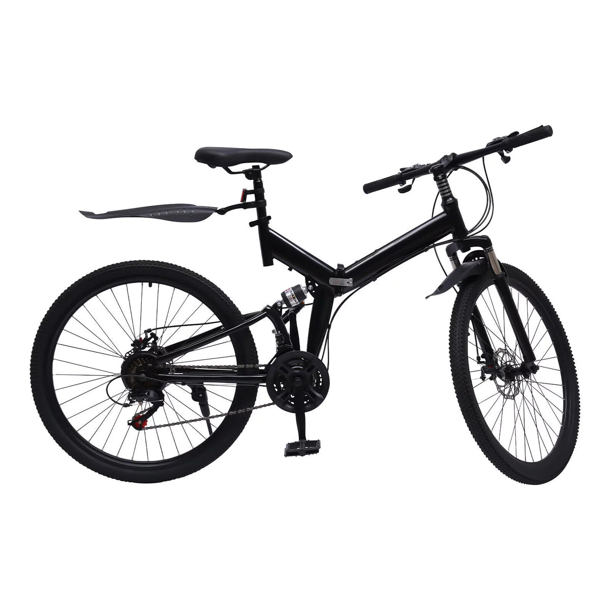 Folding Mountain Bike Full Suspension 21 Speed Black V8949