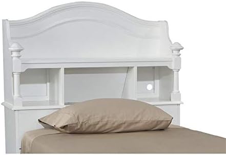 Full 4 Shelf Bookcase Headboard in White Wood M8594