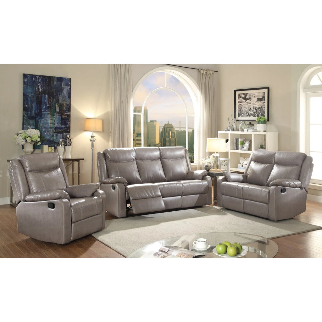 Gray Faux Leather 3-Seater Reclining Sofa Y9998