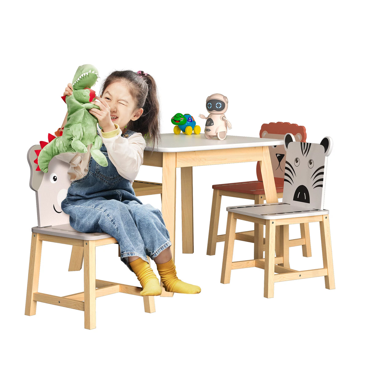 Kids Table & Chair Set 5 Pieces Solid Wood F877