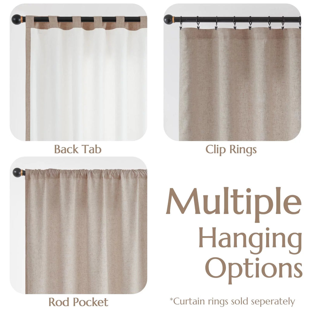 Linen Curtains 84 Inch Length Light Filtering with Lined 2 Panels N5587