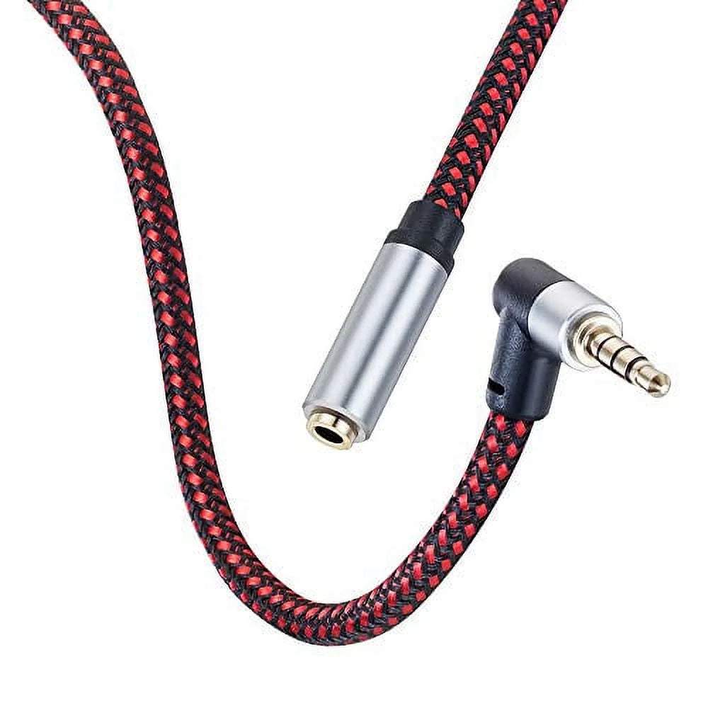 90 Degree TRRS 3.5mm Braided Audio Extension Cable 20Ft L534