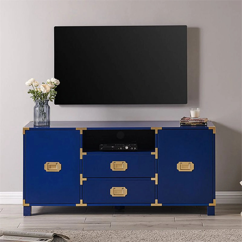 52" TV Stand in Navy and Brass C116