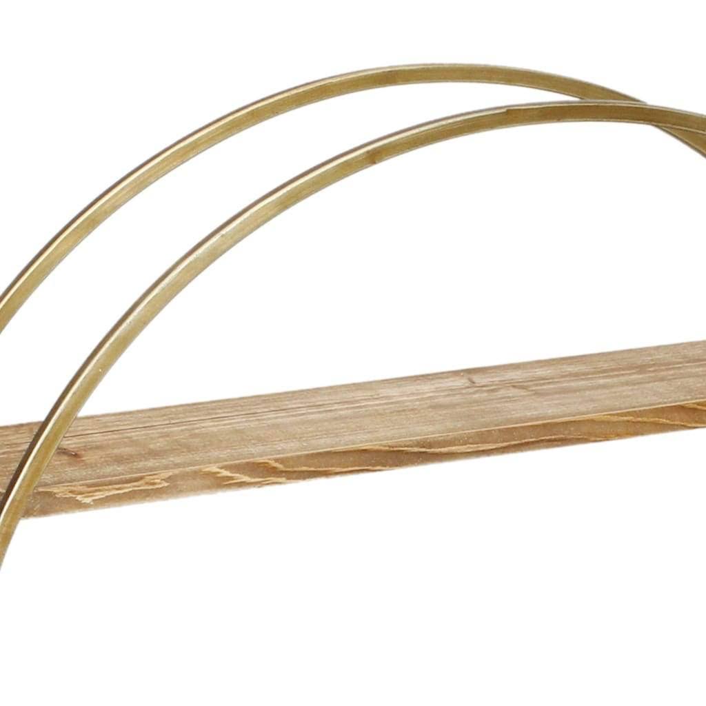 Gold Metal and Wood Wall Shelf U3093