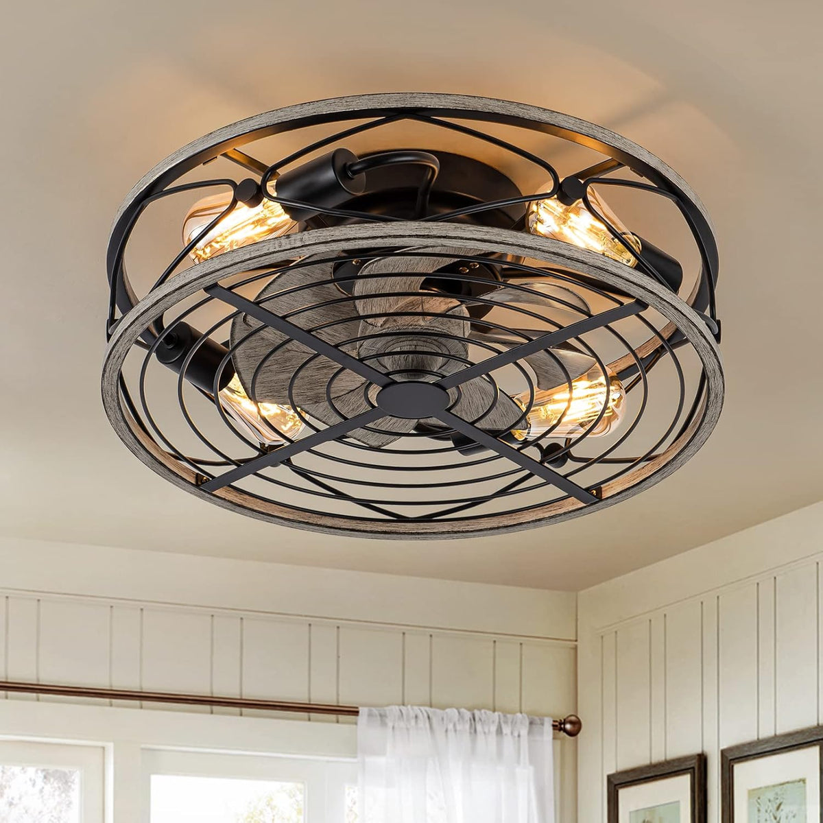 20 in Bladeless Ceiling Fan with Light, Remote Control, Matte Black H50919