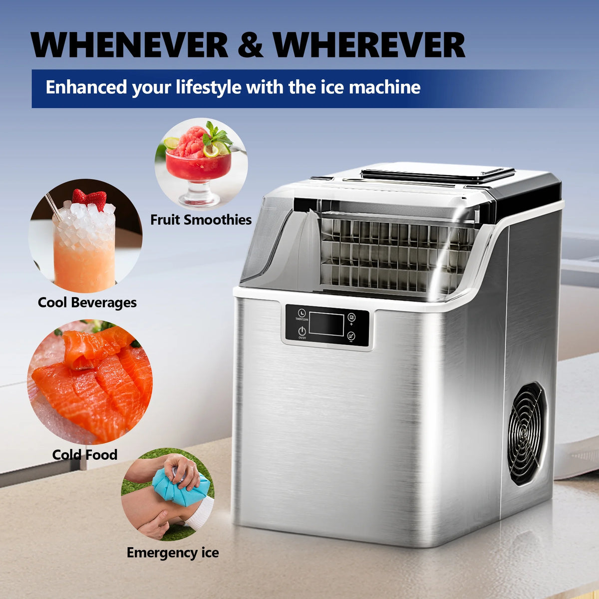 Portable Ice Cube Maker Machine Countertop O636482