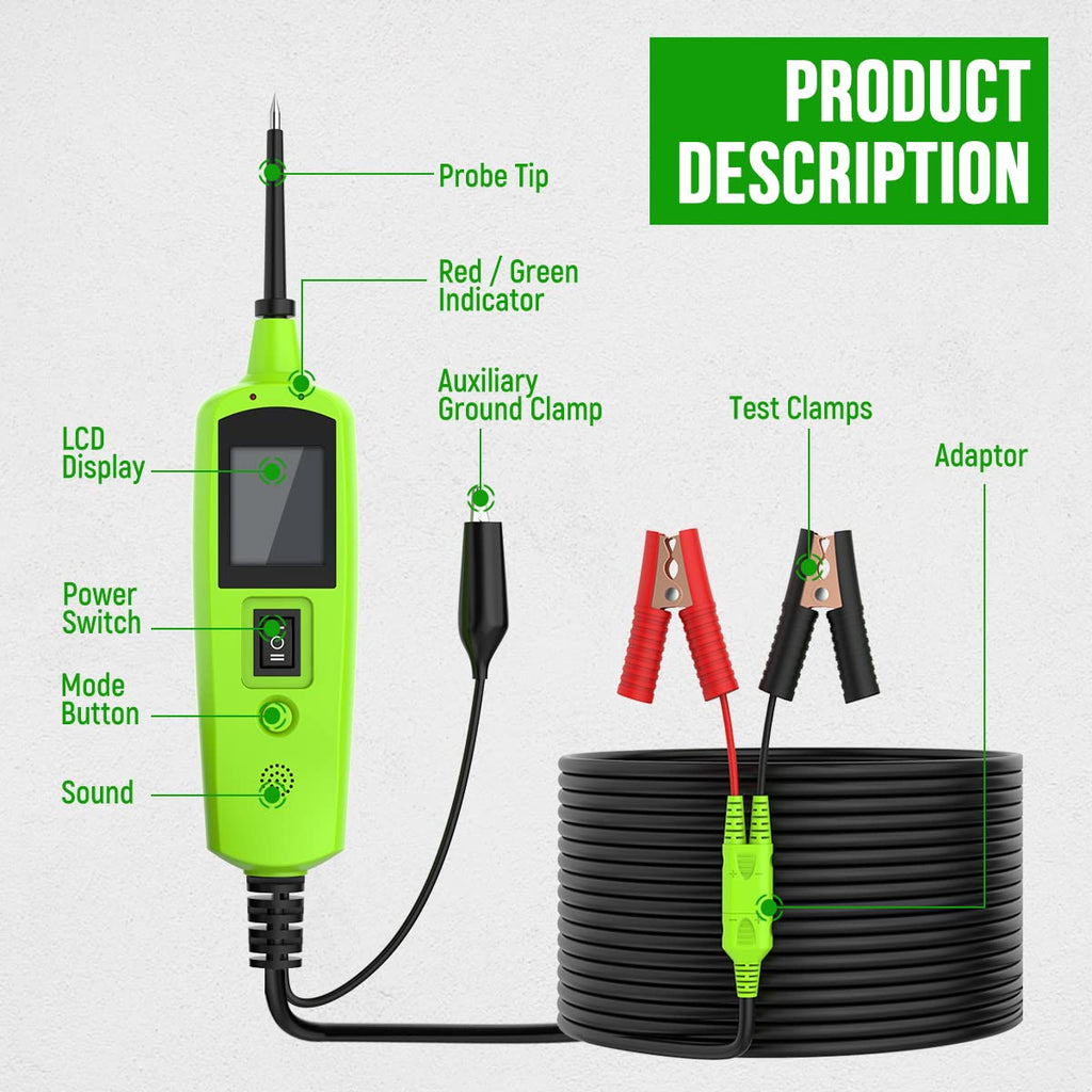 Automotive Power Probe Circuit Tester Kit with LED Display for 12V/24V Vehicles Pack of 2 S852950