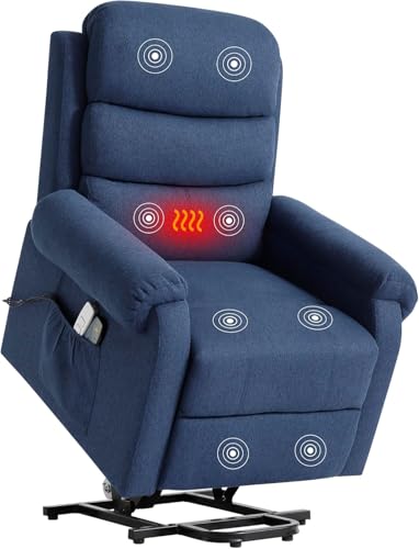 Dark Blue Power Lift Recliner Chair with Heat and Massage W446413