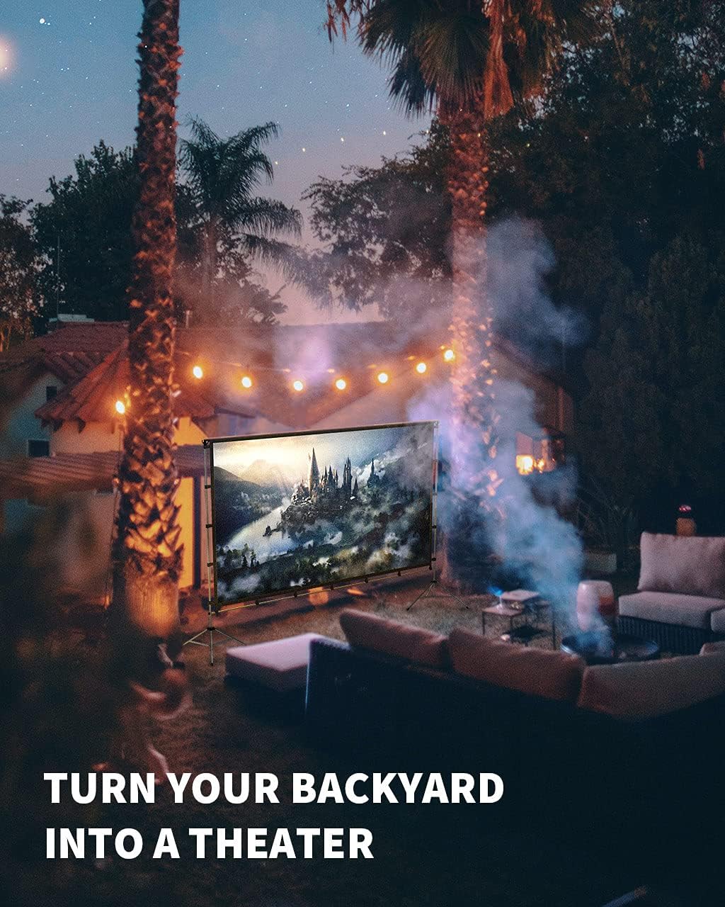 Outdoor Projector Screen with Stand, 120 Inch, Double Sided Projection Screen with Bag U71548