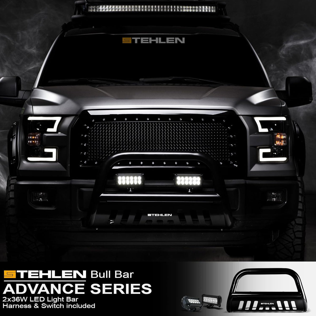 Polished Stainless Steel Bull Bar with LED Light Bars X7341
