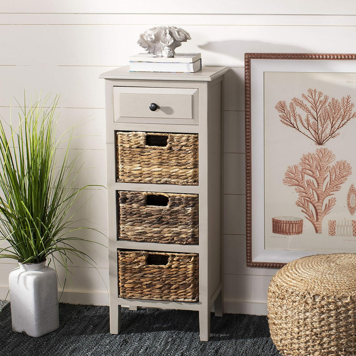 Distressed White Side Table Y83869