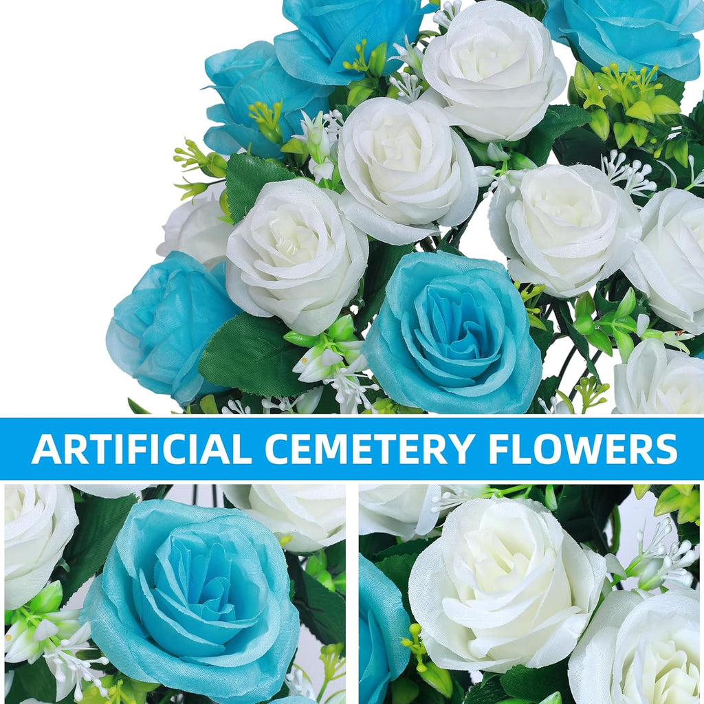 Light Blue Artificial Silk Flower Arrangement with Vase W670701