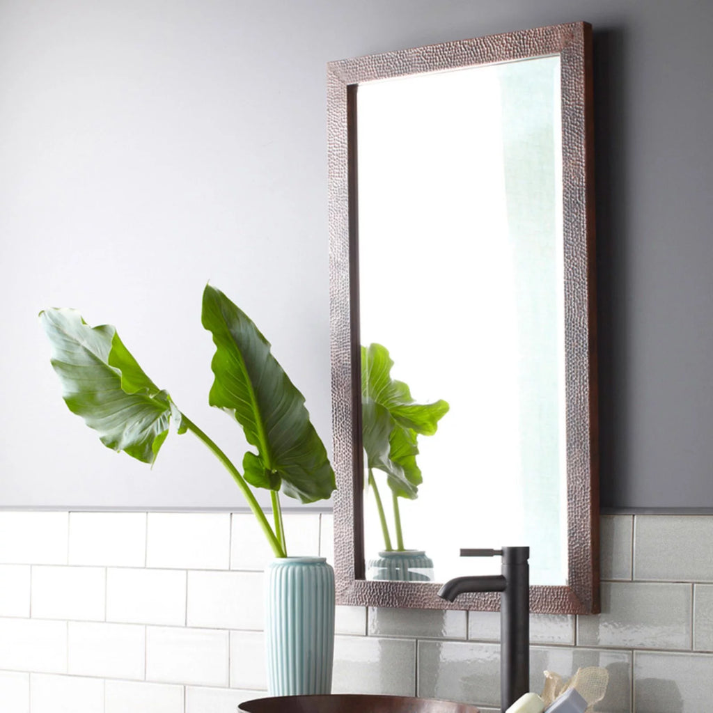 Hand Hammered Copper Small Rectangle Mirror P821547
