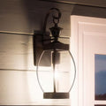 Colonial Outdoor Wall Light, 17"H x 5.5"W, Dark Medieval Bronze Finish, Beveled Glass F62634